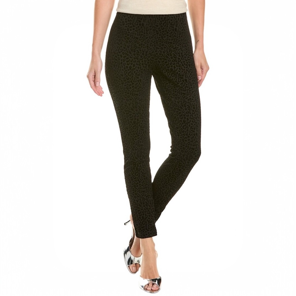 NWT Nanette Lepore Velvet Animal Print Textured Pull on Leggings Black Medium